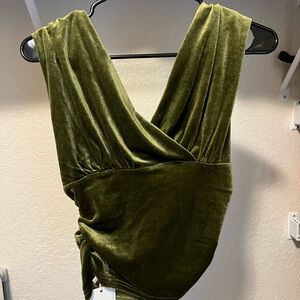 Commense Olive Velvet Top